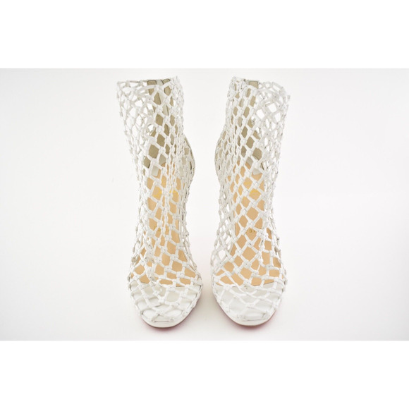 Christian Louboutin Porligat 120 White Latte Caged Boot Bootie Heel Pump 37 - Picture 6 of 12